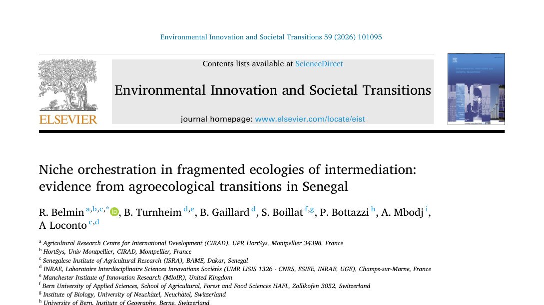 Nouvelle publication : orchestration de niche et transition agroécologique au Sénégal